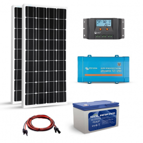 kit solaire 200w autonome 500va12v 230v stockage 1200wh victron energy
